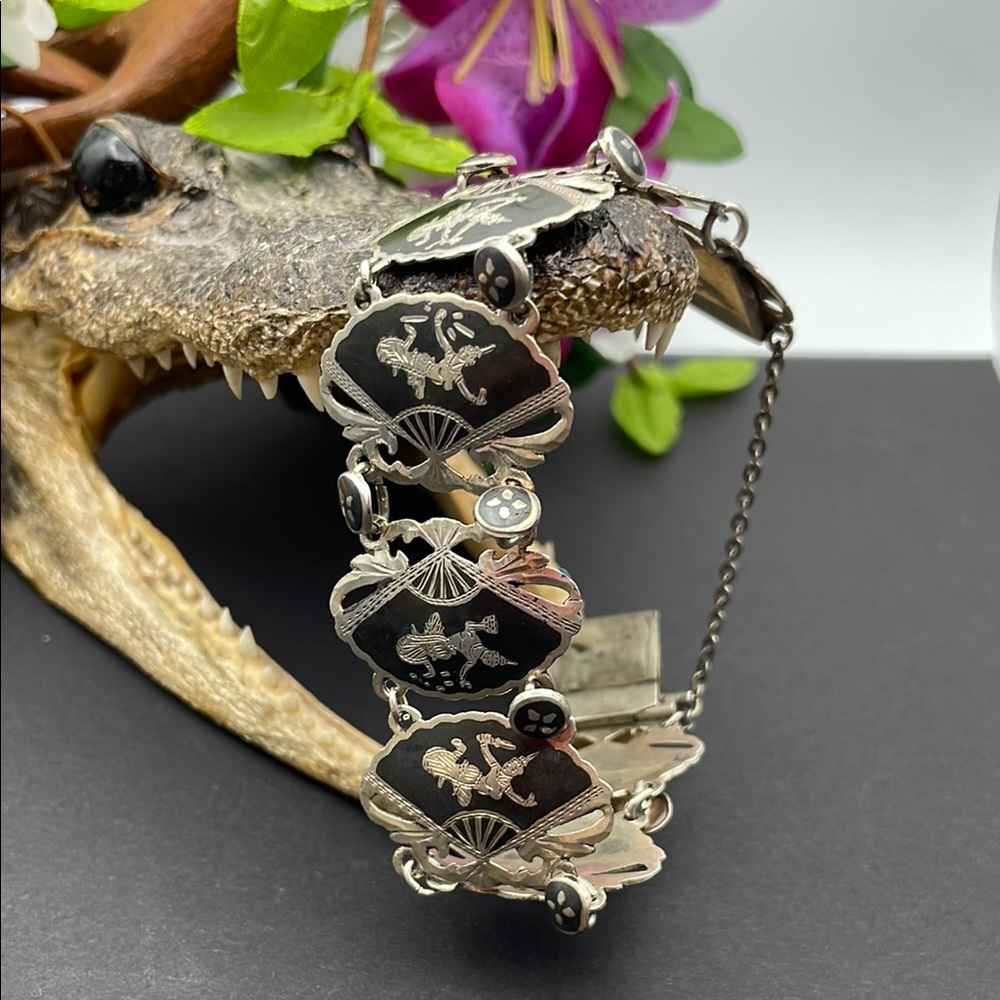 Siam sterling fan panel bracelet B7🔥